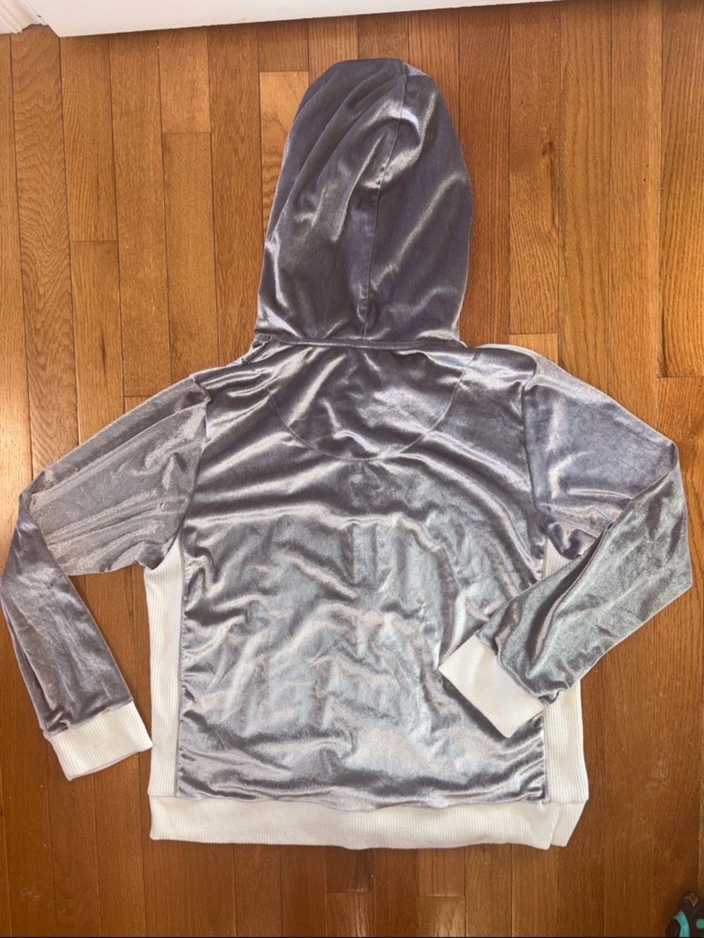DKNY Zip Up Sweatshirt Hooded Velour Lightweight Jacket Size XL - Picture 7 of 7